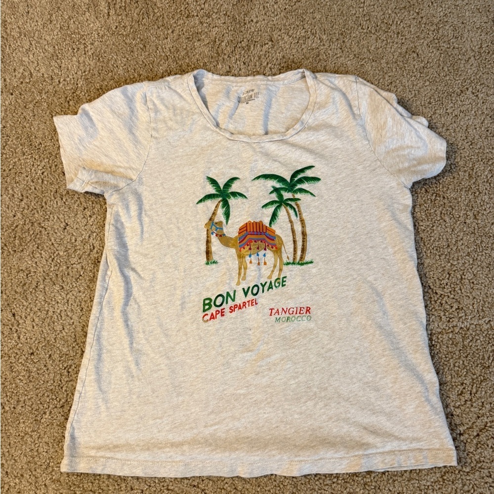 J. Crew Light Graphic Tee with Colorful Camel Print